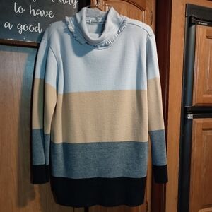 Karen Lessly Colorblock Turtleneck Pullover Tunic Size Large